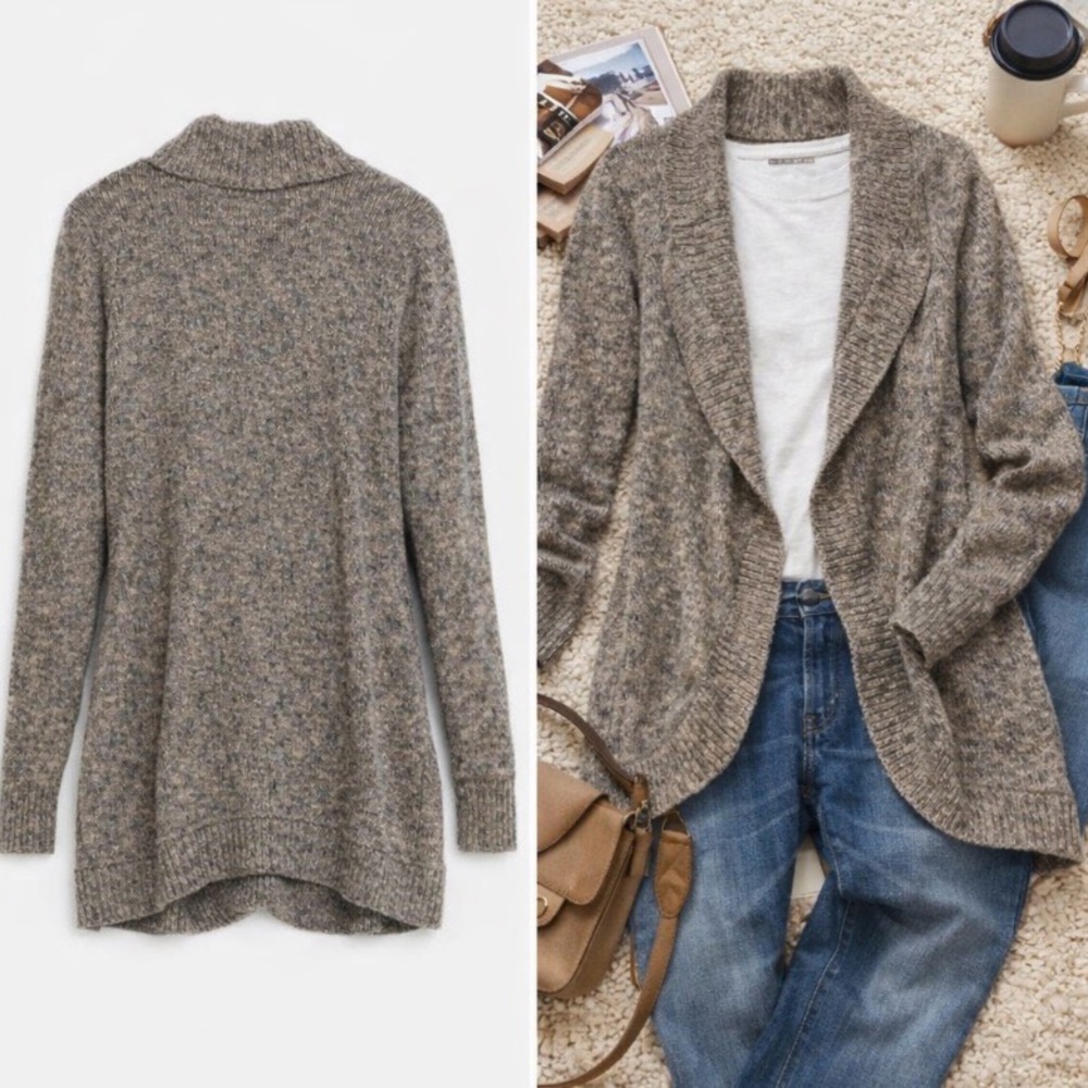 Cabi 100% Cotton Open Front Cardigan Longline Neutral Knit - Picture 2 of 5